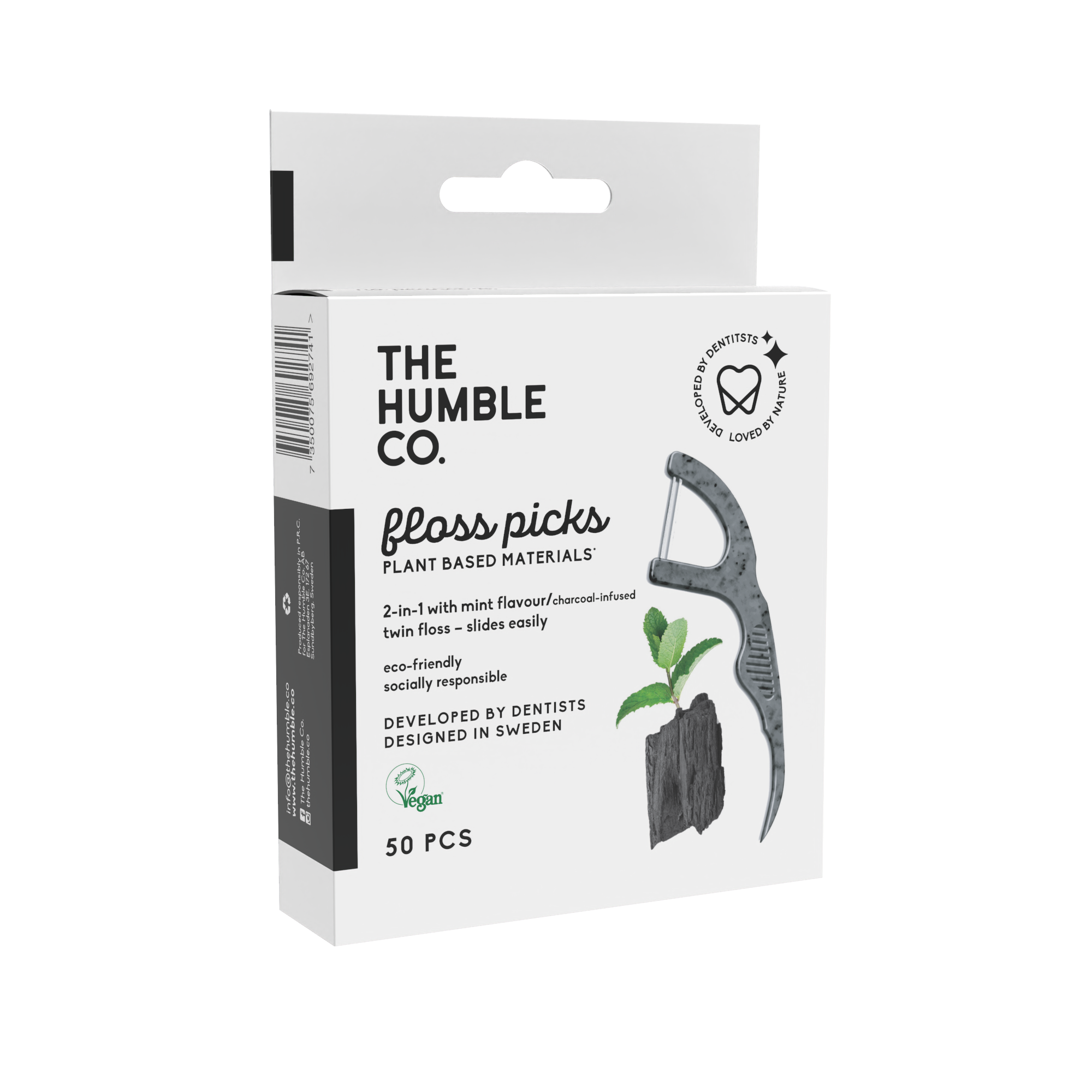 Floss Picks_Charcoal_Packaging_Cardboard_Angle